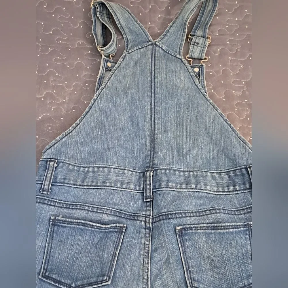 Old Navy Boyfriend skinny blue jean overalls size large